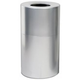 WITT Round Aluminum Indoor Waste Receptacle - 35 gallon, Aluminum Clear Coat
